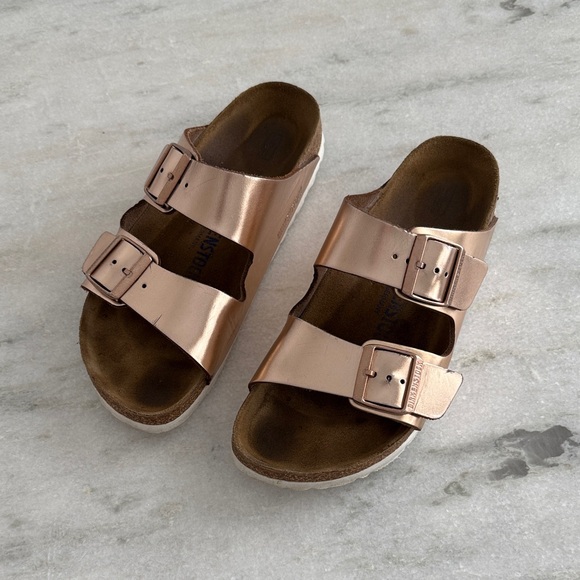 Birkenstock Arizona Soft Footbed - Metallic Leather - Picture 1 of 6
